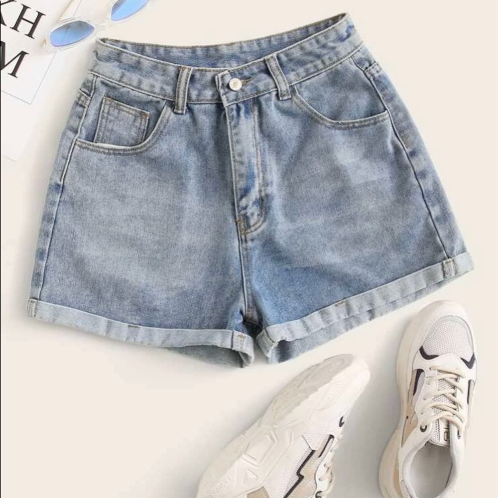 Shein Rolled High-Rise Denim Shorts